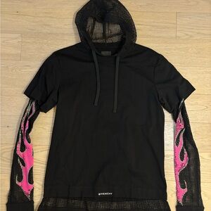 Givenchy Black Mesh Detail Shirt Hoodie